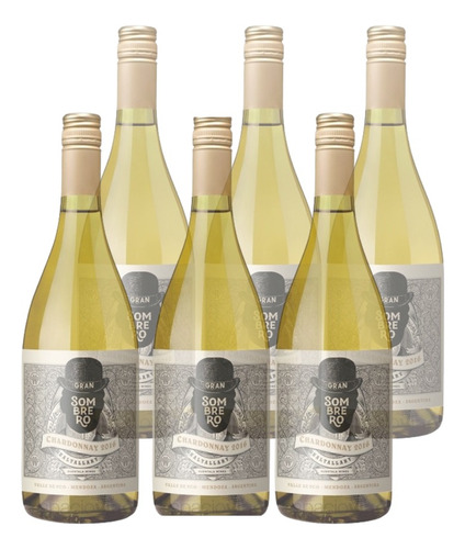Vino Blanco Gran Sombrero Chardonnay 750ml Caja X6u Huentala