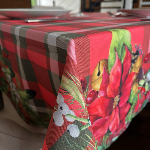 Mantel Para Mesa Cuadrada Navideño Béla Home 2mx2m (4sillas) Color Nochebuenas