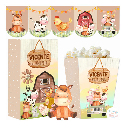 Kit Imprimible La Granja Acuarela Texto Editable