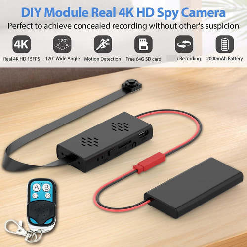 Mini Cámara Oculta Full Hd 4k Control Remoto Inalámbrico
