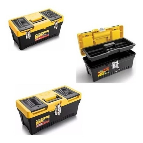 Caja Plastica 13 Con Divisores Cierre Metálico Tramontina Color Amarillo