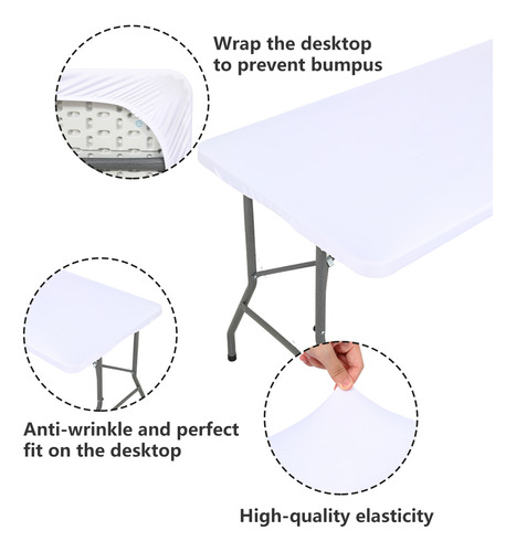 Funda De Mesa Elástica Rectangular De Poliéster De 183 X 76