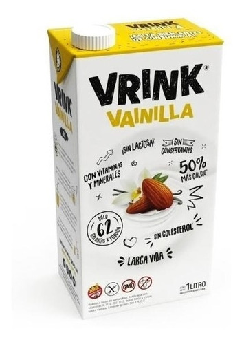 Vrink Leche Almendras Vainilla 1lt Pack X12 Vegana S/tacc