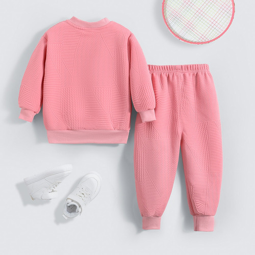 Conjunto De Color Sólido Para Niño 1-6a Estilo Minimalista Rosa 2-3 Años
