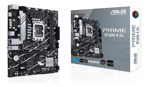 Placa-mãe Asus Prime B760m-k D4 Intel 1700 PCIe 4.0 Pcreg preta
