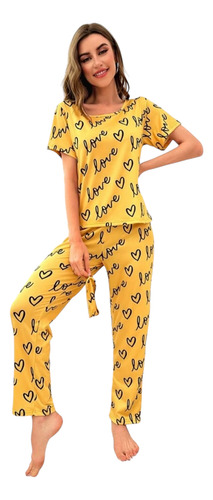 Pijama Shein Conjunto Remera, Pantalón Y Antifaz Mujer