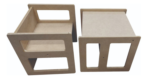 2x Silla Mesa Cubo Montessori Evolutiva Para Chicos Mdf