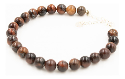 Pulsera De Plata Ojo De Tigre Piedras De Poder Signo Aries