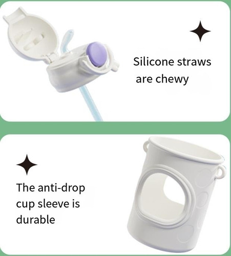 Botella De Agua De Acero Inoxidable Para Niños Con Popote H