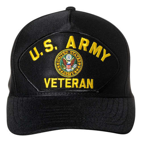 Gorra De Béisbol Negra Con Emblema De Veterano Del Ejército