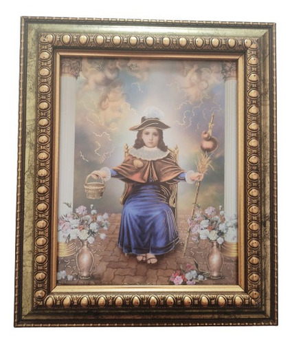 Santo Niño De Atocha En Marco Dorado Z 30 X 25 Cms