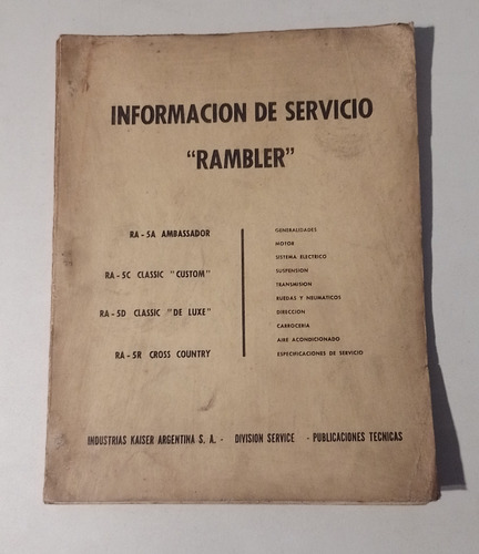 Manual Informacion De Servicio Rambler Ambassador Classic 