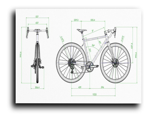 Cuadro Decorativo Canvas 100x140cm Planos Bicicleta