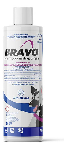 Bravo Shampoo Antipulgas Permetrina 200 Ml Para Perros