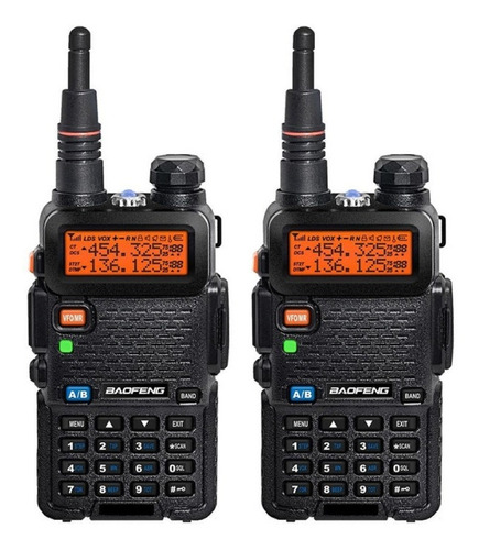 Kit 2 Rádio Ht Dual Band Uhf E Vhf Baofeng Uv5r Rádio