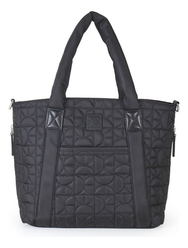 Pañalera Tote Cloe Mom & Baby Nylon Monograma Bordado Color Negro