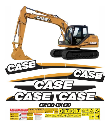 Kit Adesivos Compatível Com Escavadeira Case Cx130 Cx 130