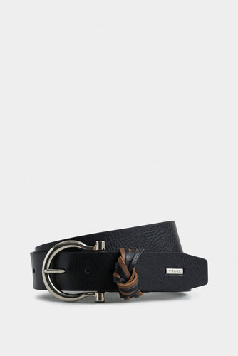 Cinturón Unifaz Adana De Cuero Para Mujer Pasador Trenzado N Color Negro Talla Xl