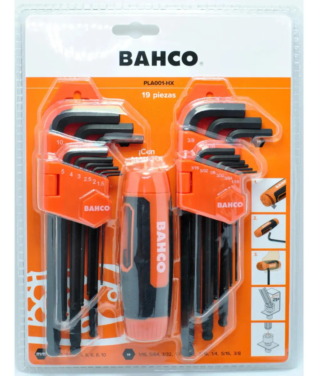 Llave Allen Bahco Métrica Y Pulgadas Pla001-hx Naranja