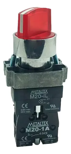 Chave Seletora 2 Posições Led 24V Metaltex Modelo M20ICR2-R7-1A