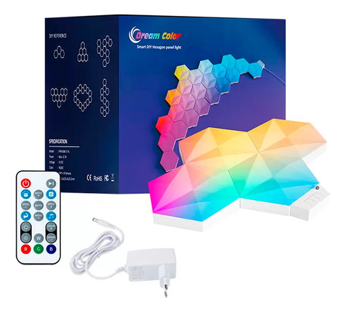 Apliqué Muro Led Studio 6 Hexágonos Smart 24w Rgb 24v Cntl B