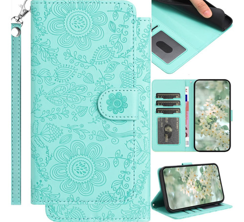 Funda De Piel Para Samsung A06 A16 A05 A15 A25 A35 A55 A14 A24 A34 A13 A12 A32 Con Estampado Floral Estampado, Funda Magnética