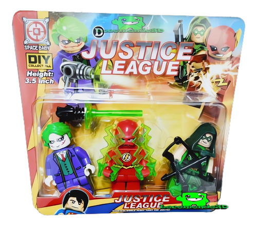 Liga De La Justicia 3 Modelos En Blíster Tipo Playmobil