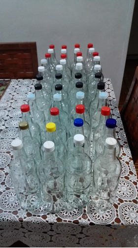 Botellas De Vidrio Con Tapa De 1 Lt, 0.70 Y 0.35 - 24 Piezas