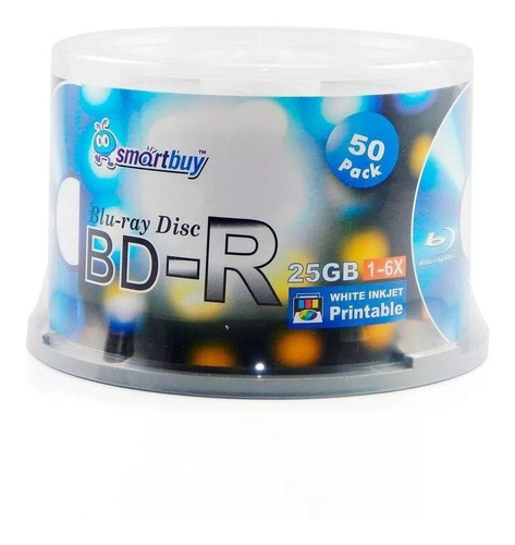 50 Mídias Smartbuy Blu-ray 25gb 10x Printable Lacrado Bd-r