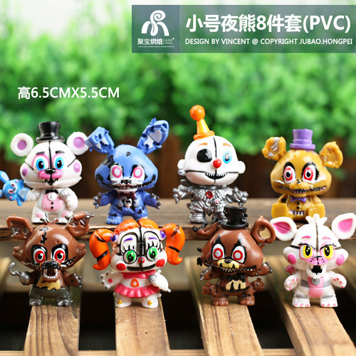 8 Animes Blind Box Night Bear Fnaf Boneca Modelagem Adornos