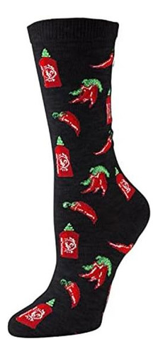 Calcetines Memoi Hot Sriracha Bamboo Blend Crew Negro 9-11