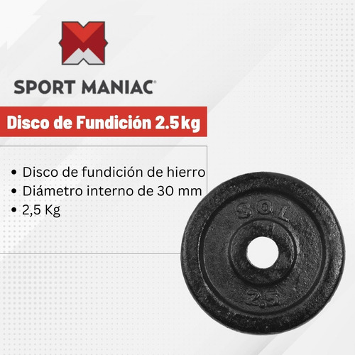 Imagen 3 de 7 de Kit Sport Maniac Barra Maciza, Banda, Discos Fundición 15kg
