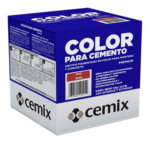 Imagen 1 de 1 de 5 Piezas De Pigmento Rojo Oxido Cemix 1 Kg