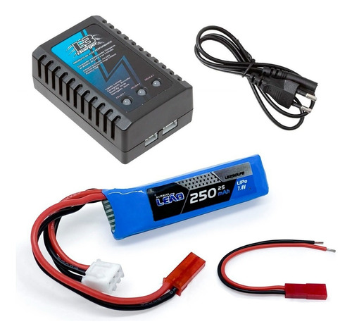 Carregador + Bateria Lipo 250mah 2s 7.4v 20c Pistola Airsoft Voltagem De Entrada 110v/220v (bivolt)