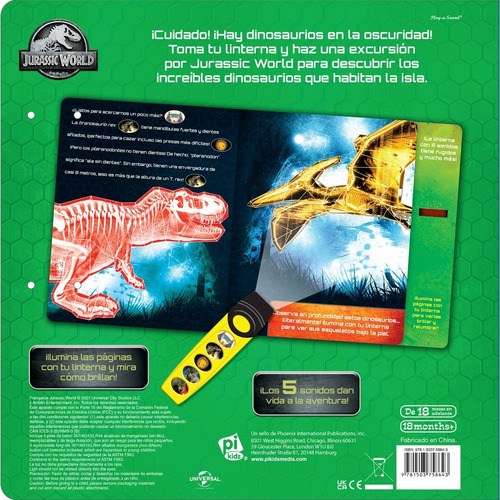 Libro Dinosaurios En La Oscuridad Con Linterna Pi Kids