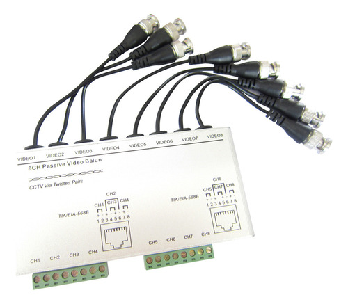 Adaptador De Vídeo Pasivo A Bnc Tvi Ahd Utp De 8 Canales