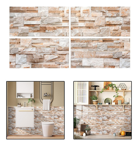 4 Pegatinas De Pared Ladrillo De Imitación Impermeables E
