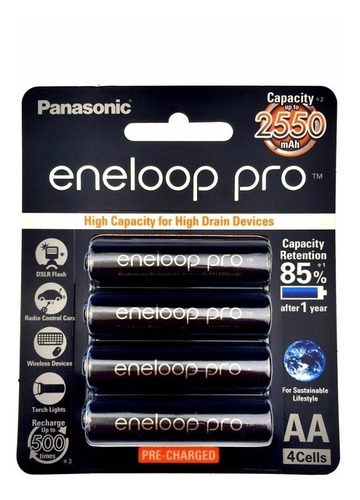 Pilas Recargables Eneloop Pro Aa Panasonic Nimh 2550mah New