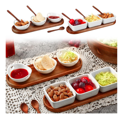 Sunnychicc 2 Sets Ceramic Chip Y Dip Siring Con Acacia De Y