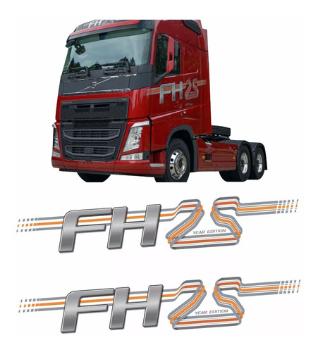 Adesivo Volvo Fh  25 Year Faixa Lateral Par Caminhão Cm06