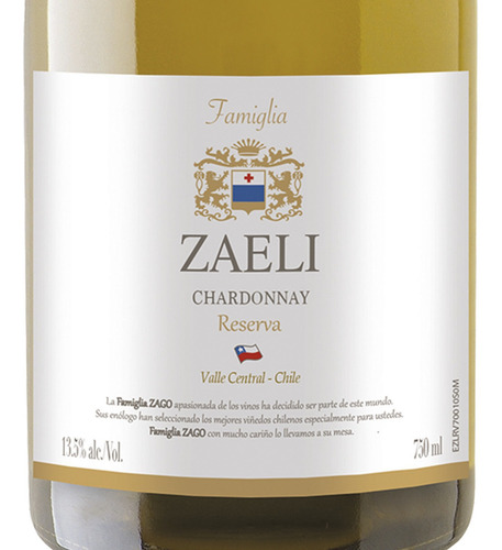 Vinho Chileno Chardonnay Reserva Zaeli 750ml