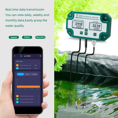 Probador De Calidad Del Agua 6 En 1 Tuya Wifi Multiparámetro