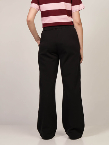 Jogger Negro De Algodón Con Logo Afelpado Tommy Jeans Mujer