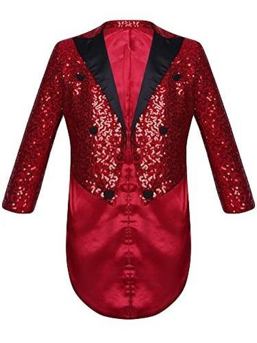 Kvysinly Kids Boys Classic Tuxedo Sequined Blazer Tailcoat S