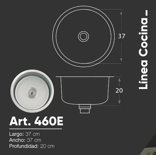 Bacha Cocina Mi Pileta Encastrable 460e 37x20 Acero Inox