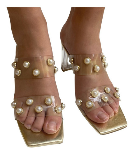 Imagen 5 de 8 de Zapatilla Dama Felipe Rentería Sandalia Tacón Cristal Alto 7