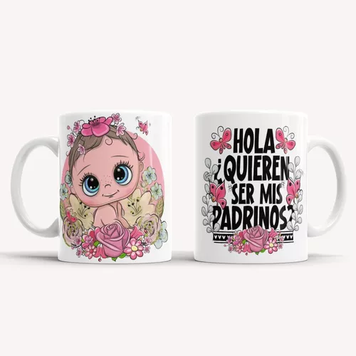 Taza Recuerdo Quieren Ser Mis Padrinos, Madrina, Bautizo 06