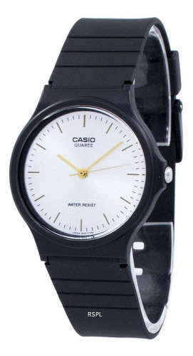 Reloj Casio Mq-24 Agujas Lumniniscentes Water Resistant Color de la malla Negro Color del bisel Negro Color del fondo blanco dorado 7e2