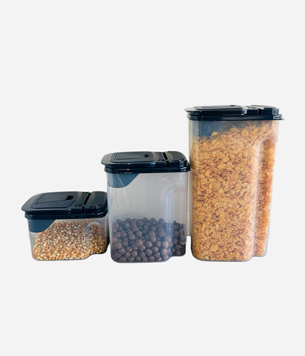 Contenedor De Alimentos Plasticos Con Tapa Pack De 3 Tamaños