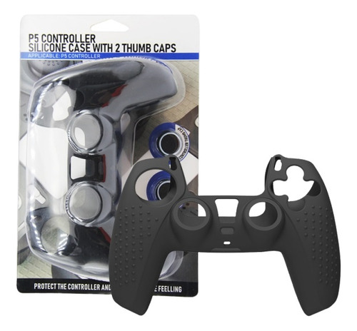 Capa Protetora Silicone + 2grips Para Playstation 5 Controle Cor Preto Não Aplica